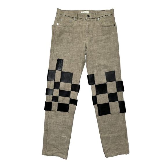 $2,500 linen lamb leather woven pant